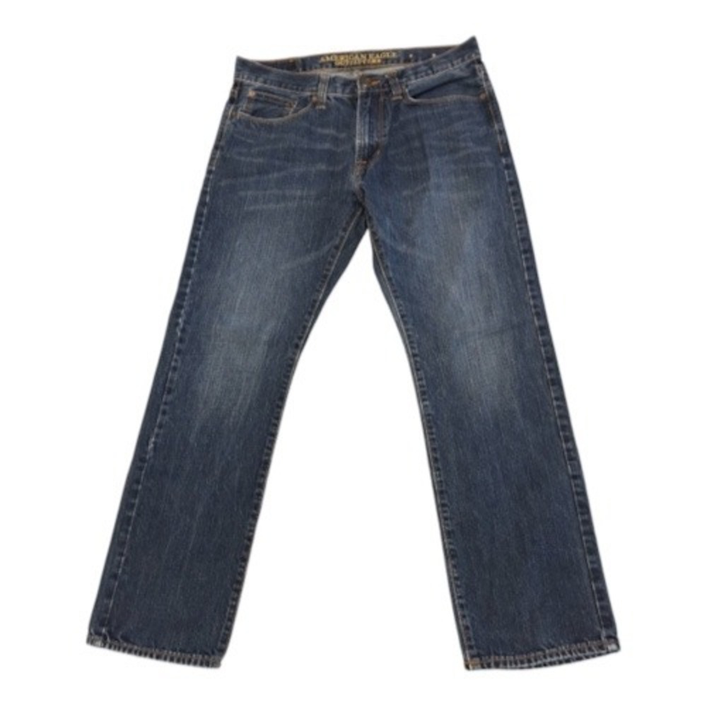 American Eagle Slim Straight Jeans Mens 31x30 Dark Wash Blue 100% Cotton Denim